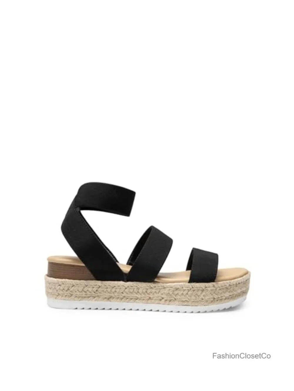 Strappy Espadrille Platform Wedge Sandals - Vegan Leather, TPR Sole, 2.2